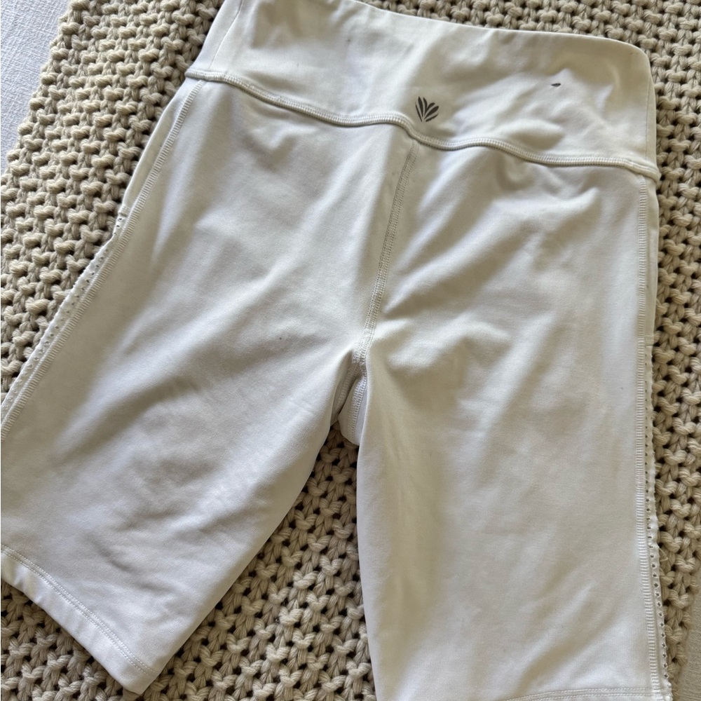 Forever 21 White Bike Shorts High-Waisted Stretch